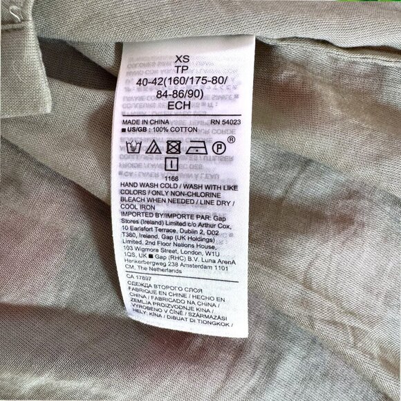 BANANA REPUBLIC Pintuck Swing Top Pleated Semi Sheer Cropped Cotton Blouse Green - Picture 4 of 5